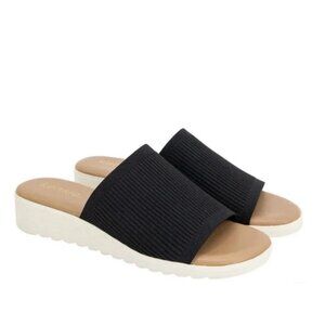 Kensie Ellie Knit Padded Slip On Sandals Women’s Black Summer Casual